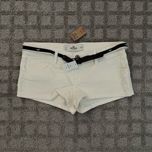 Hollister White Jean Low Rise Shorts with belt